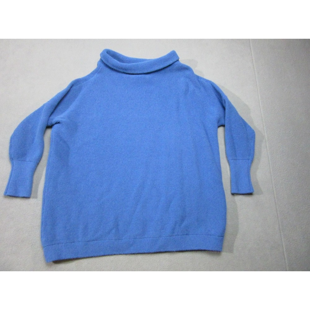 Free People Sweater Womens Small Blue Mock Ottoman Slouchy Oversize Ribbed